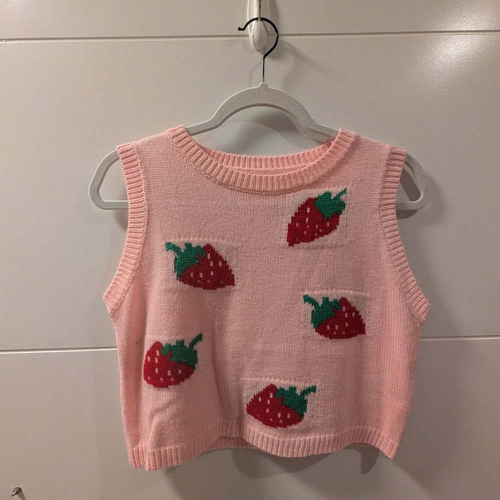Strawberry Pattern Handmade Vest